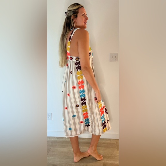 Urban Outfitters Multicolor Embroidered lined Maxi sundress size L side zip - Picture 10 of 12